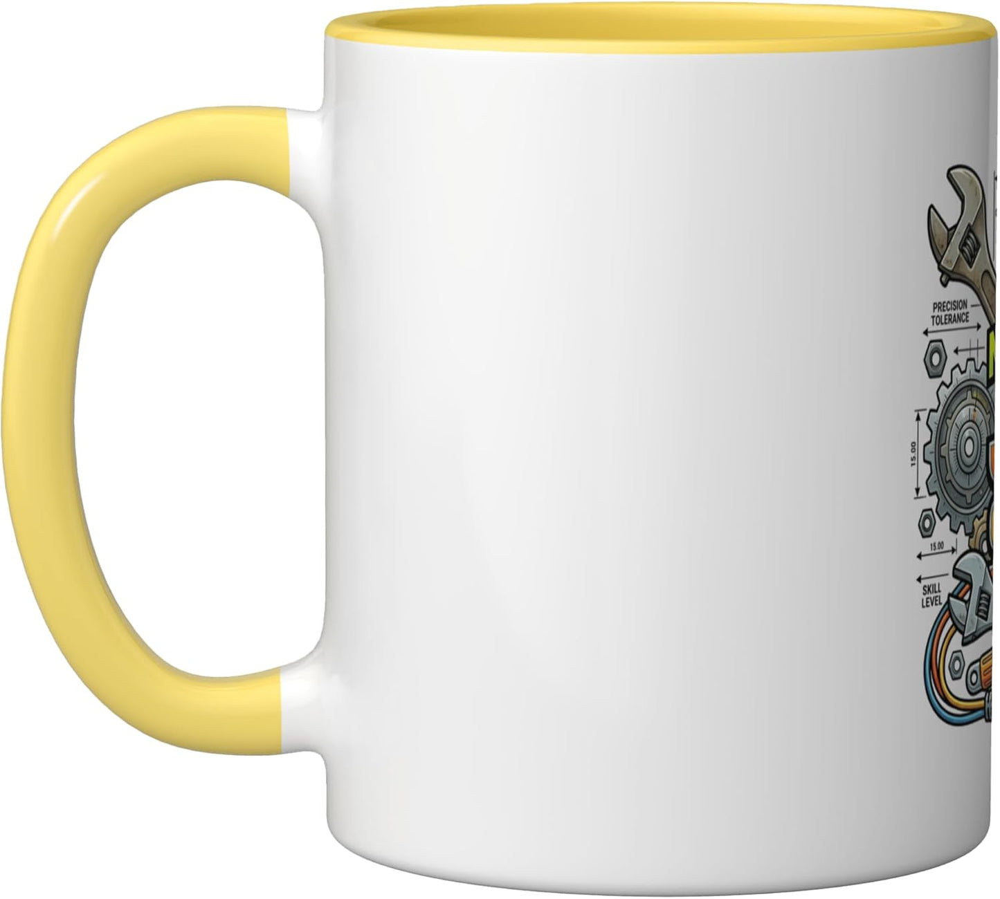 Taza cerámica industrial para taller amarillo/blanco