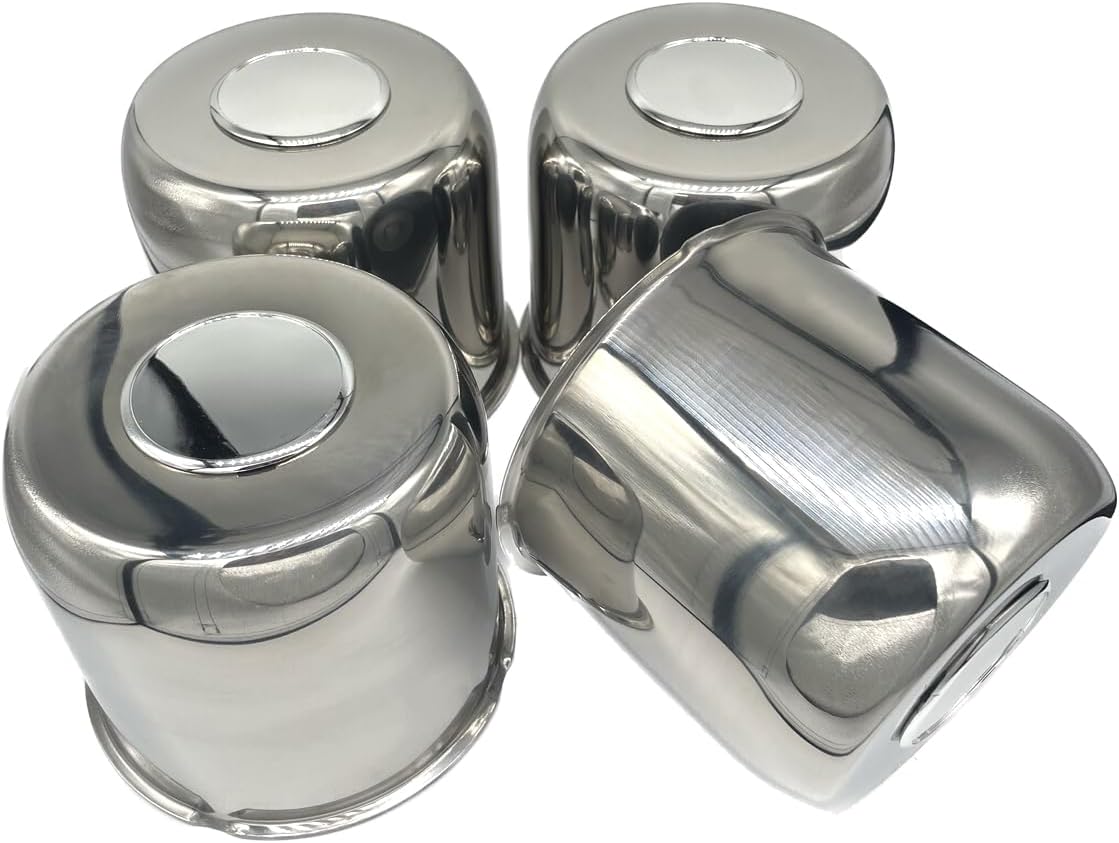 4 Tapas centrales acero inox 12,4cm para remolque camión RV