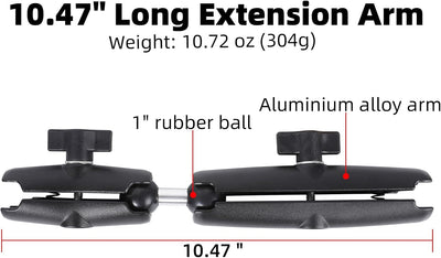 Brazo extensión doble con enchufe adaptador bola 1" comp RAM