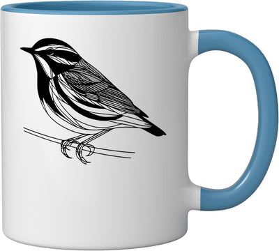 Taza cerámica Warbler Line Art para observador de aves azul/blanco