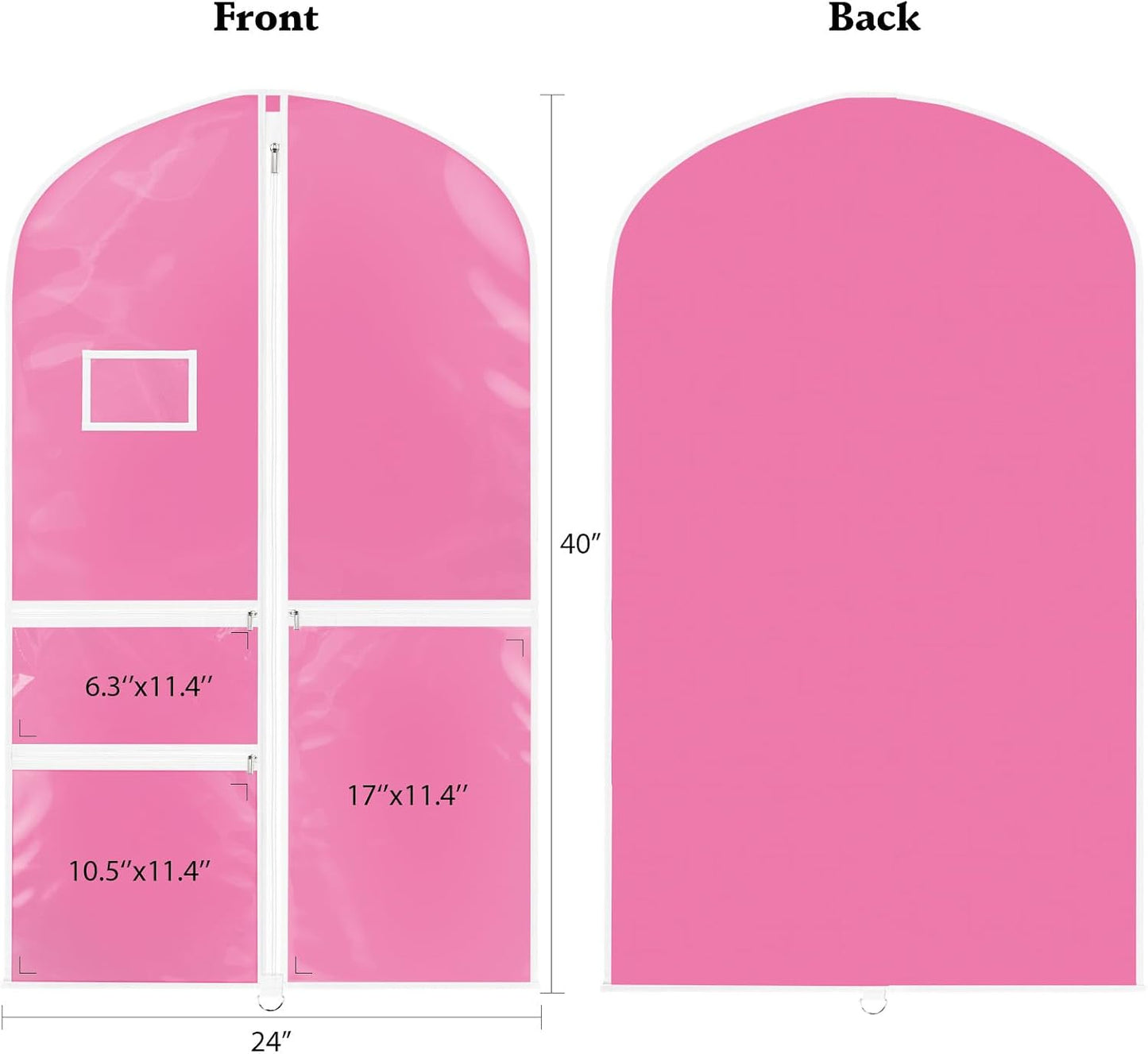 Bolsas plegables 40pulg para disfraces niños con ventana PVC 3 bolsillos cremallera rojo rosa set 5
