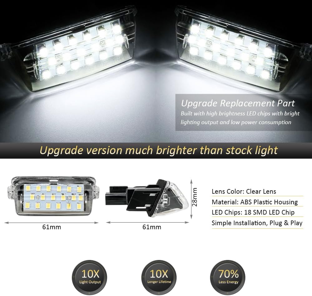 Luz LED placa matrícula Toyota Camry Highlander 18-SMD pack 2