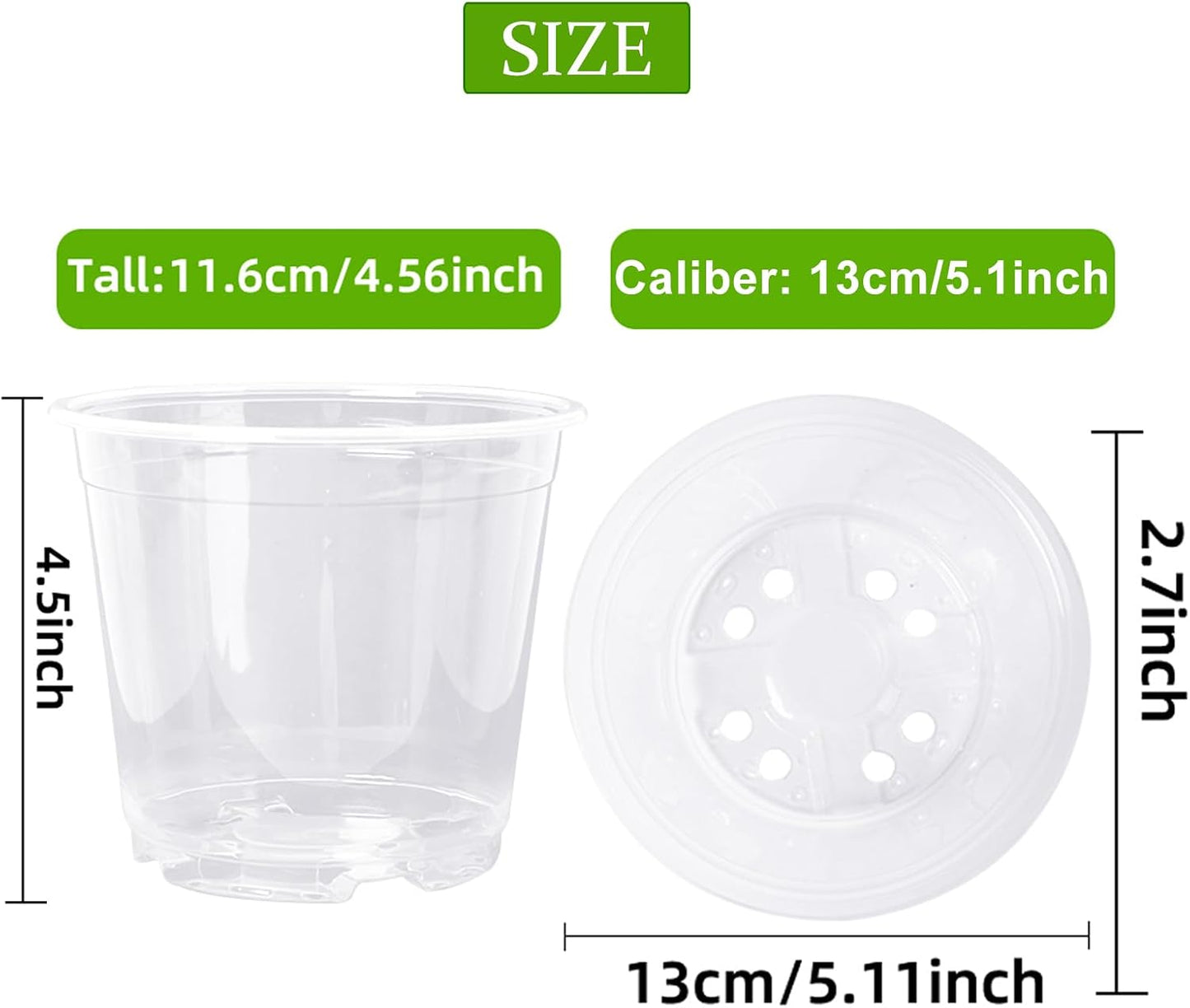 Macetas transparentes 5pulg 30pzas con drenaje para plantas