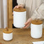 Set 3 Recipientes Cerámica 9/28/45oz Tapas Madera Alimentos