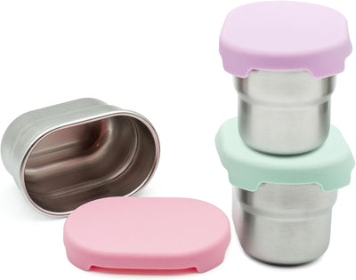 Recipientes acero inox con tapas silicona 2.7oz set
