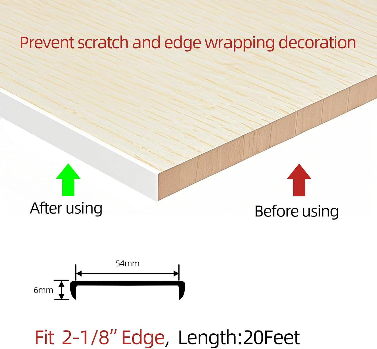 Bandas U madera contrachapada autoadhesivo 20ft blanco