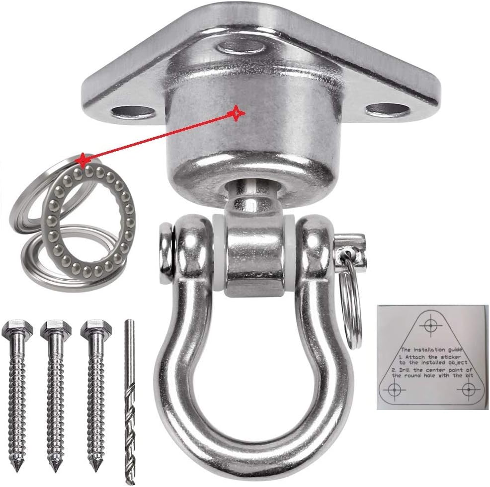 Colgador acero inox rodamientos suaves 680kg columpio yoga