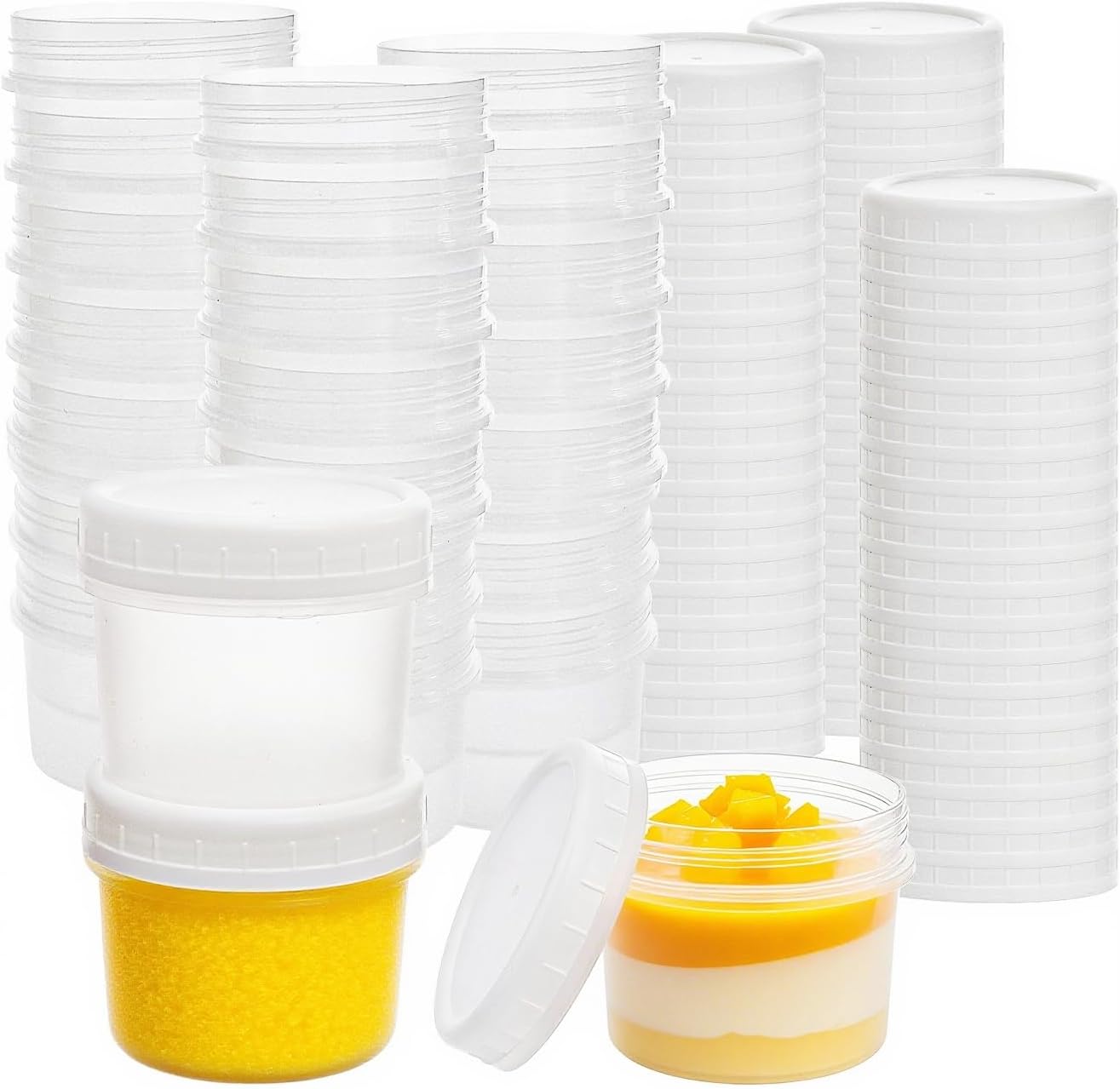 40 Pzas Recipientes Plástico 5oz con Tapas Rosca