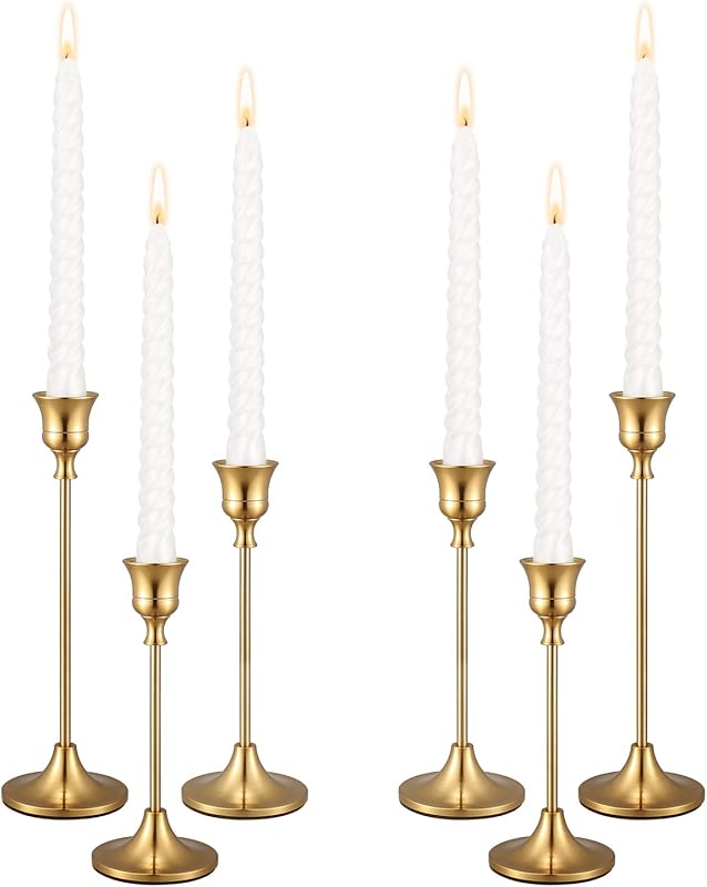 Set 6 portavelas latón dorado decorativo mesa