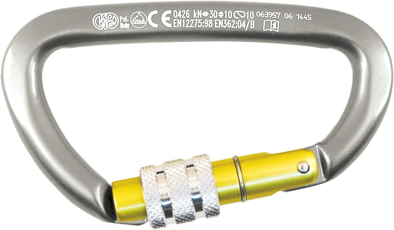 Mosquetón D aluminio resistente 30kN para escalada