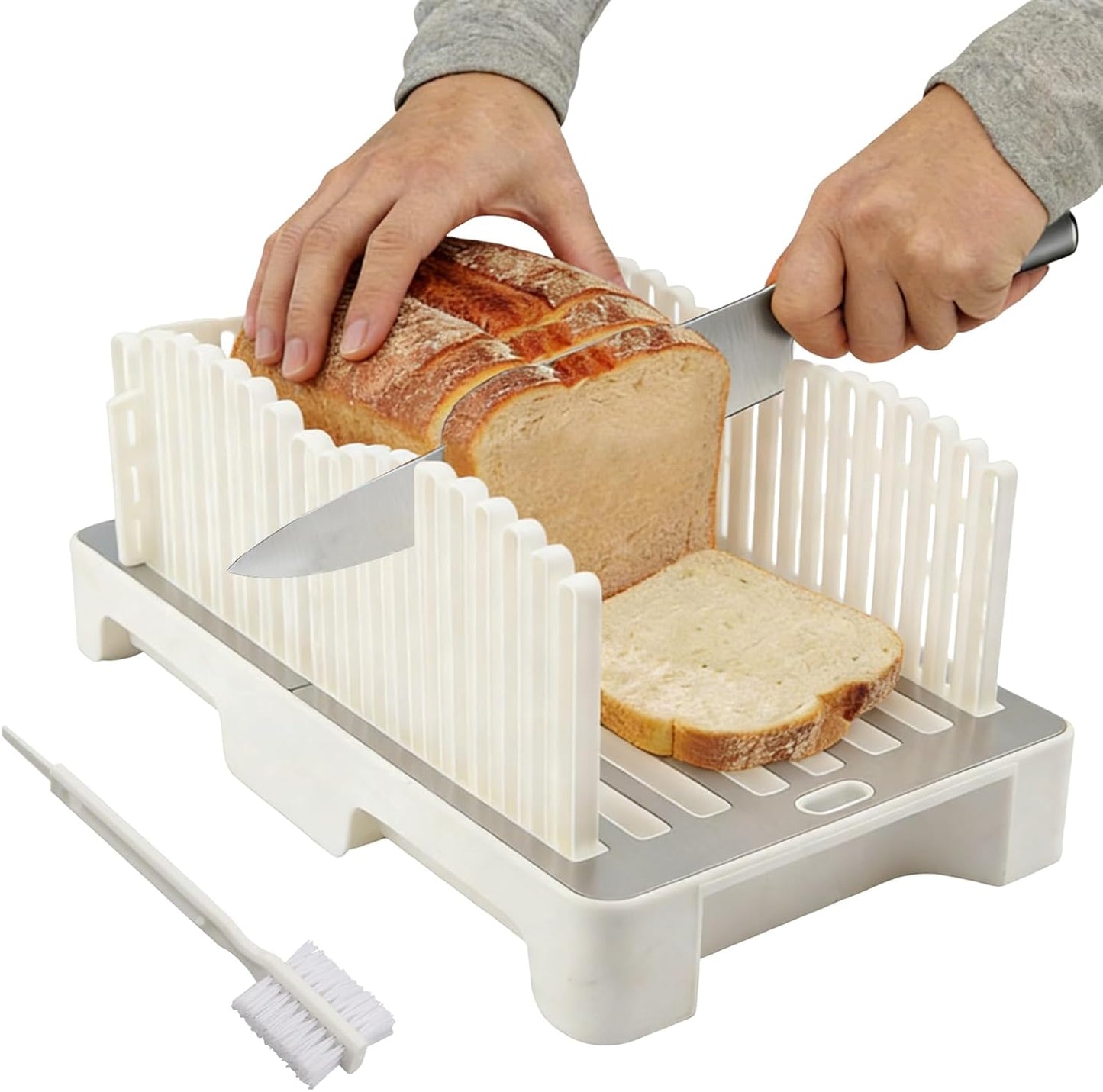 Cortador pan acero inox 304 ajustable con bandeja migas plegable