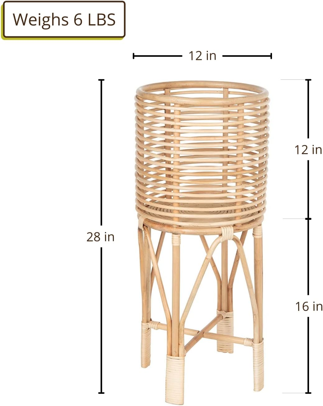 Soporte ratán para plantas escalonadas mediano marrón