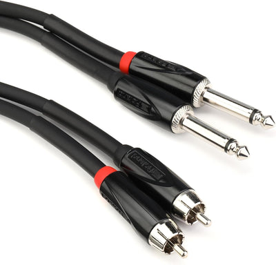Cable Interconexión Serie Negra RCA Dual 1/4pulg 5pies