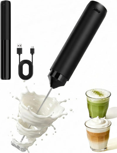 Espumador leche recargable batidor acero inox estuche capuchino