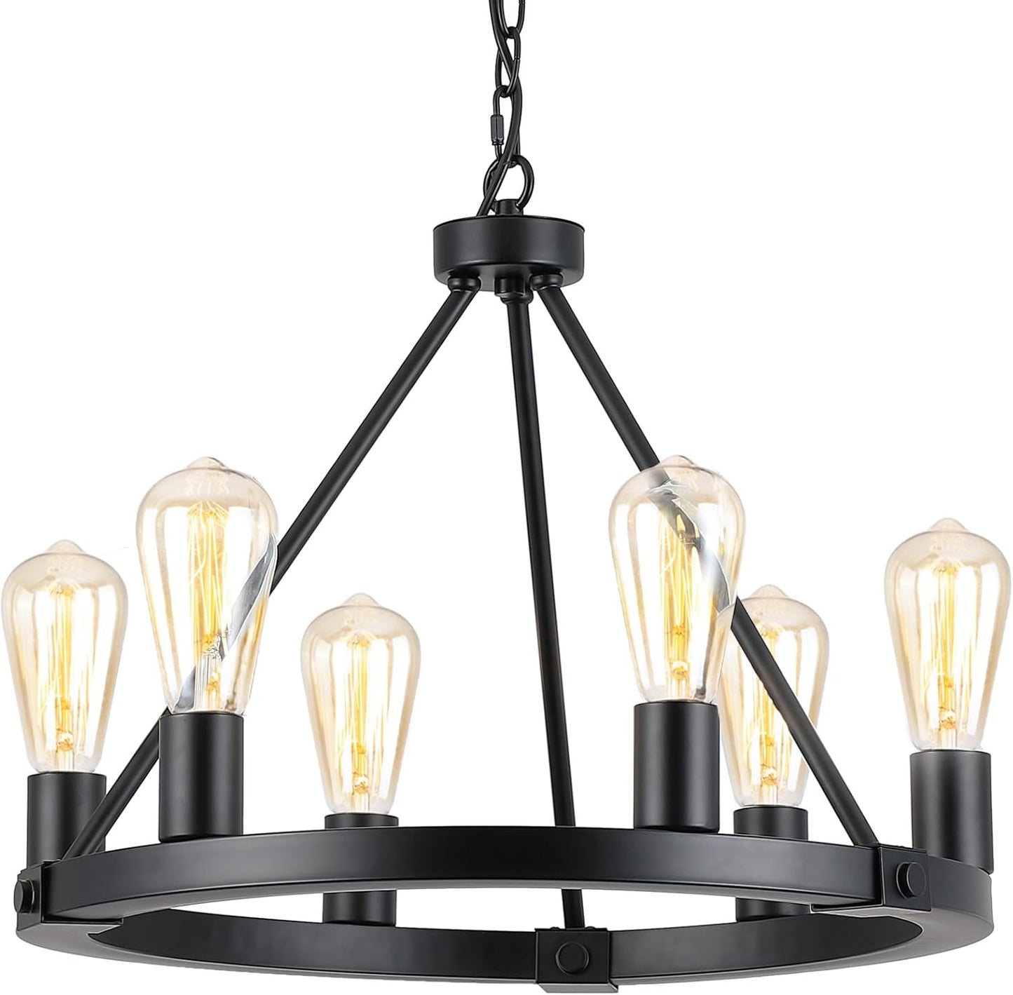 Candelabro negro 6 luces lámpara colgante industrial 20pulg