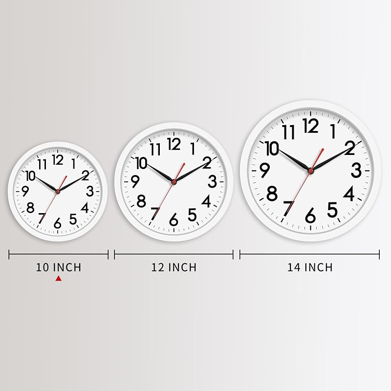 Reloj pared silencioso batería 10pulg analógico decorativo