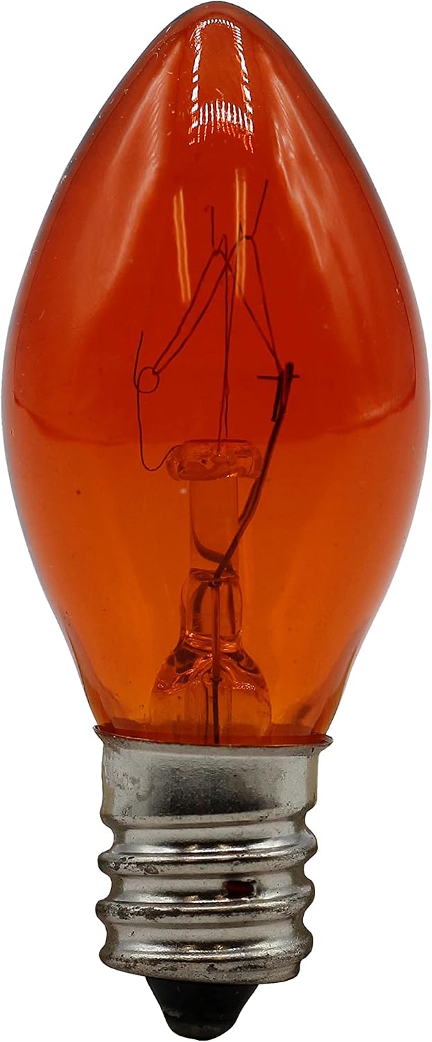 Caja 25 Focos C7 Luz Naranja 7W Candelabro Base