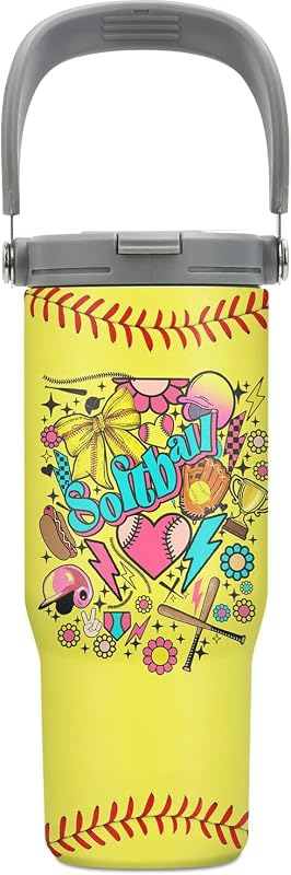 Vaso térmico 30oz temática sóftbol regalo mamá