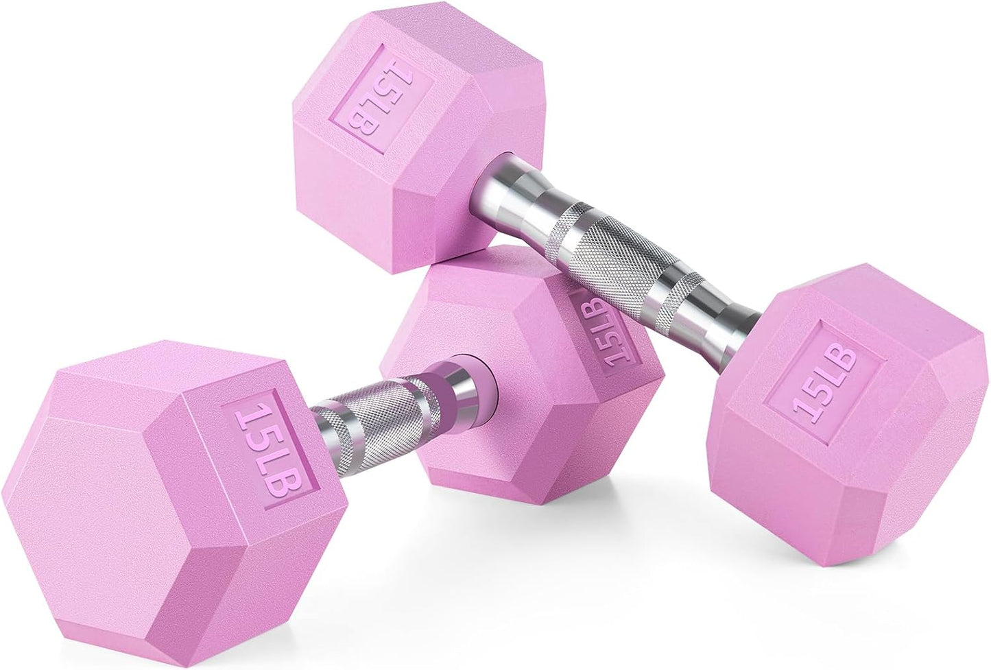 Mancuernas rosa comp 1-15lb antideslizantes hexagonales