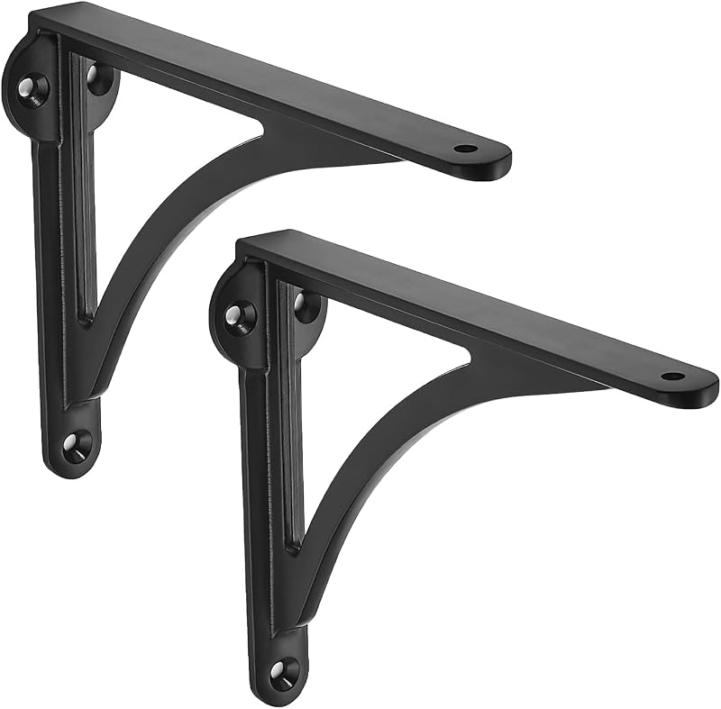 Soportes estante latón sólido 4.5" pack 2 negro mate vintage