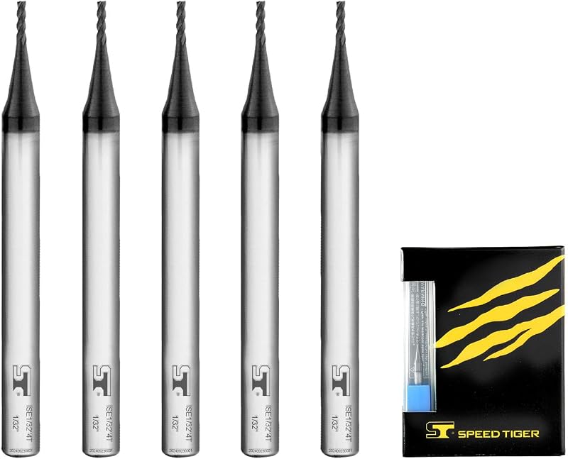 Fresa cuadrada carburo 1/32" 4 flautas ISE1/32 5 pzas
