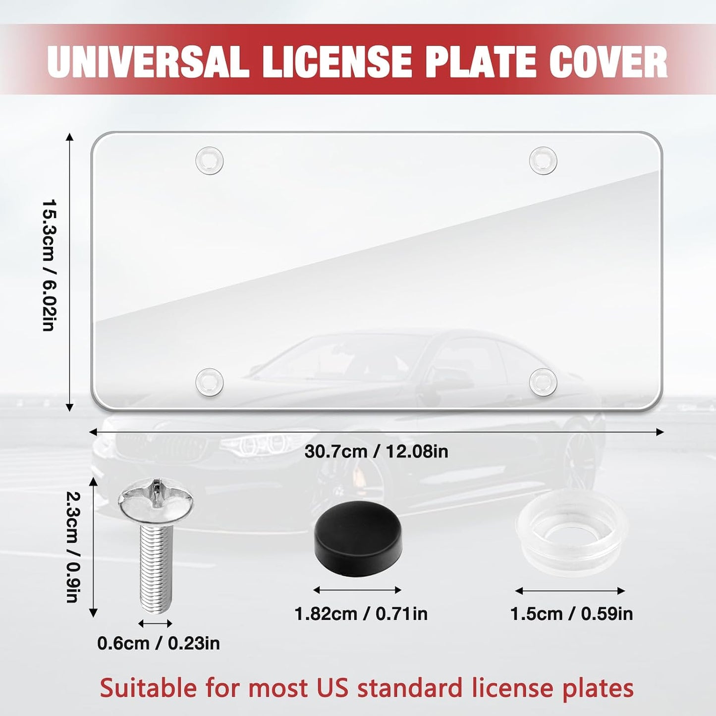 2 Cubiertas placa matrícula 12x6pulg universal transparente