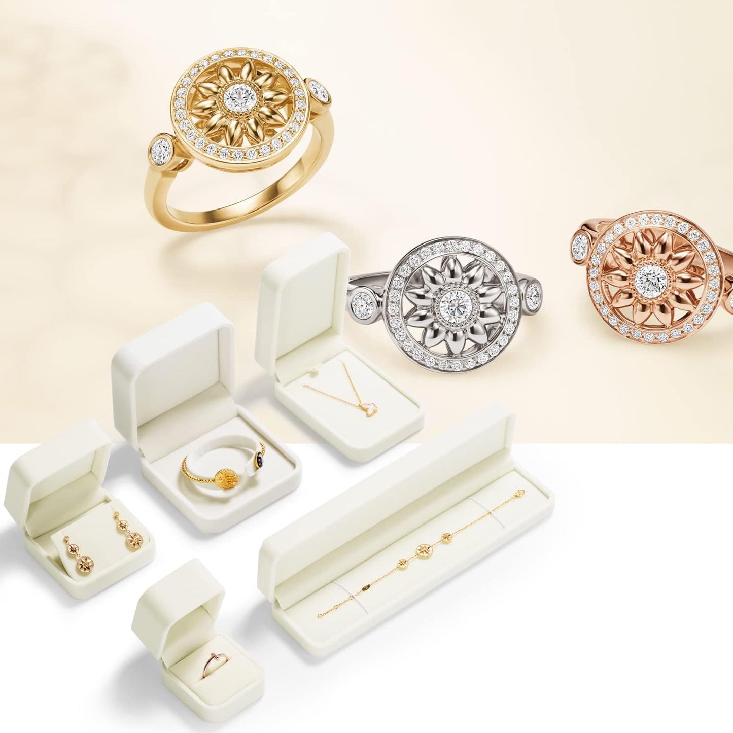 Caja terciopelo para anillos compromiso mujer