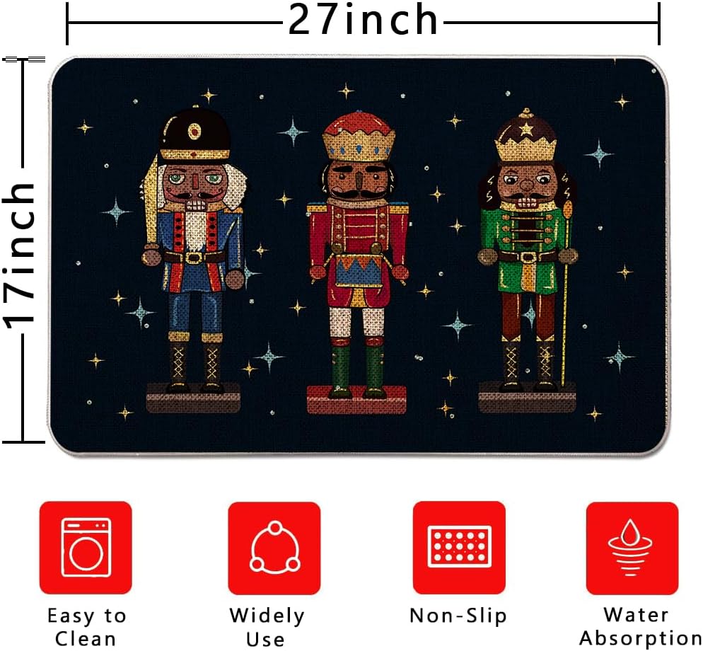 Tapete Navidad cascanueces azul oscuro 17x27pulg