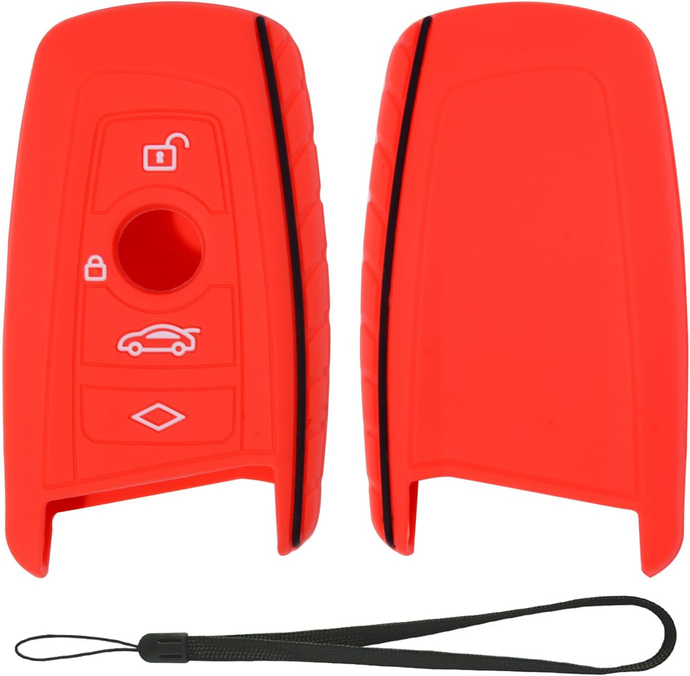 Funda silicona llave BMW trapezoidal 3 botones correa muñeca rojo