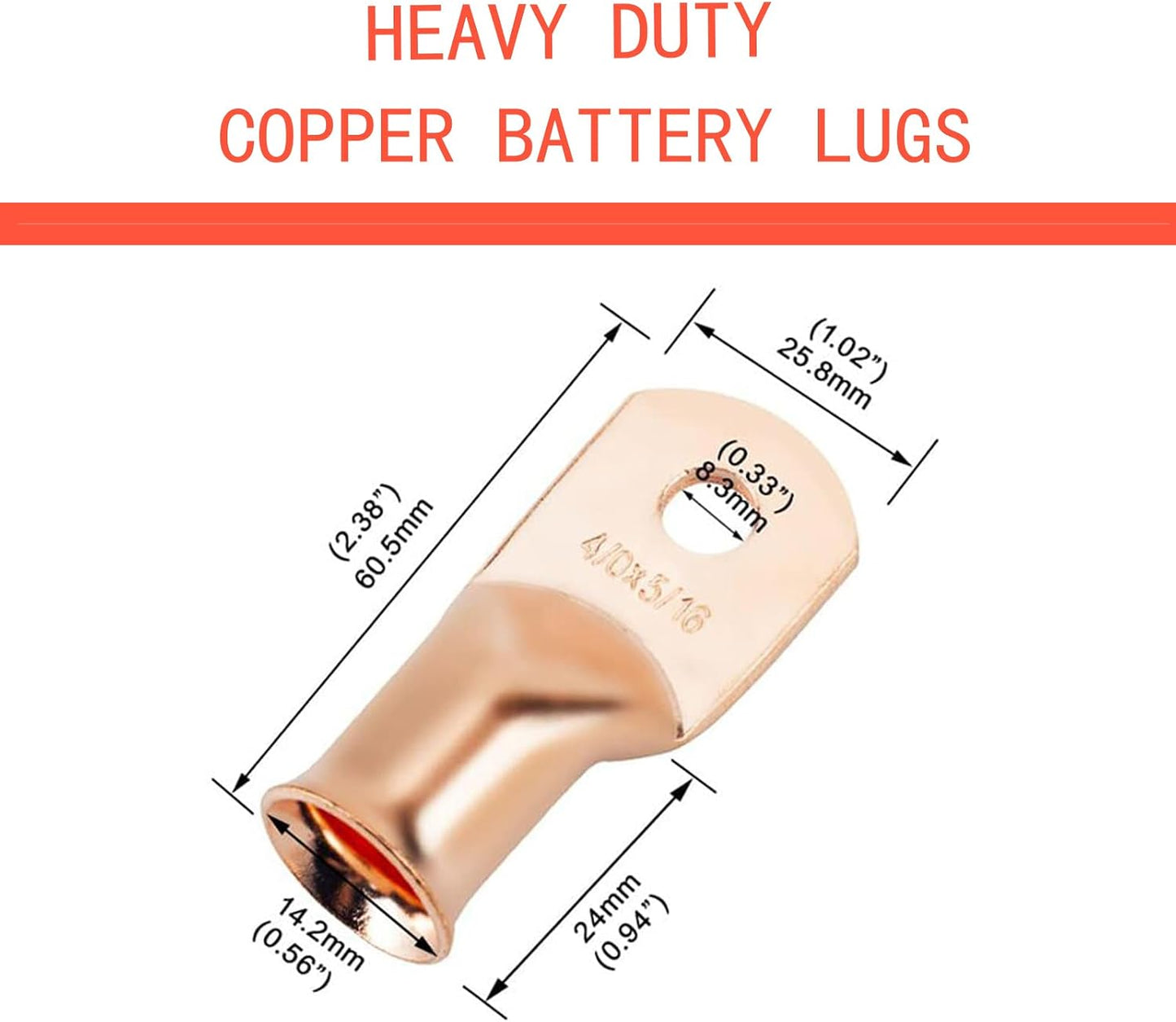 25 Pzas Terminales Anillo Cobre 4/0 AWG-5/16