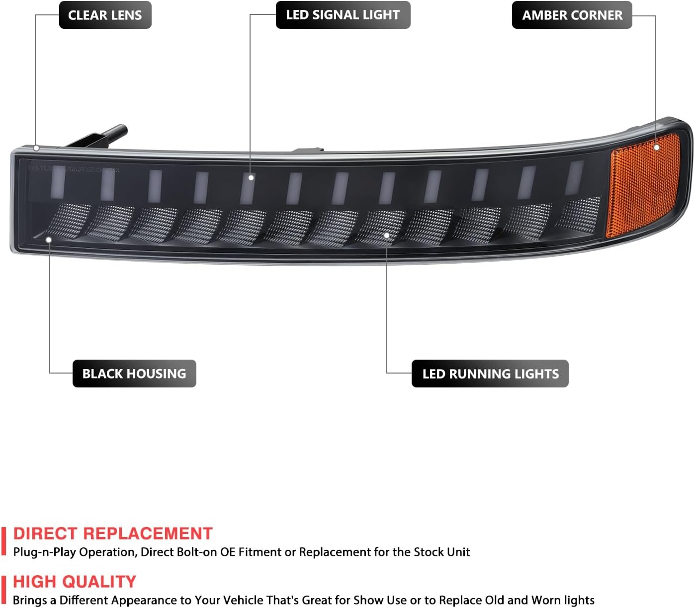 Luces señal giro LED DRL Chevy GMC 03-14 Negro/Ámbar