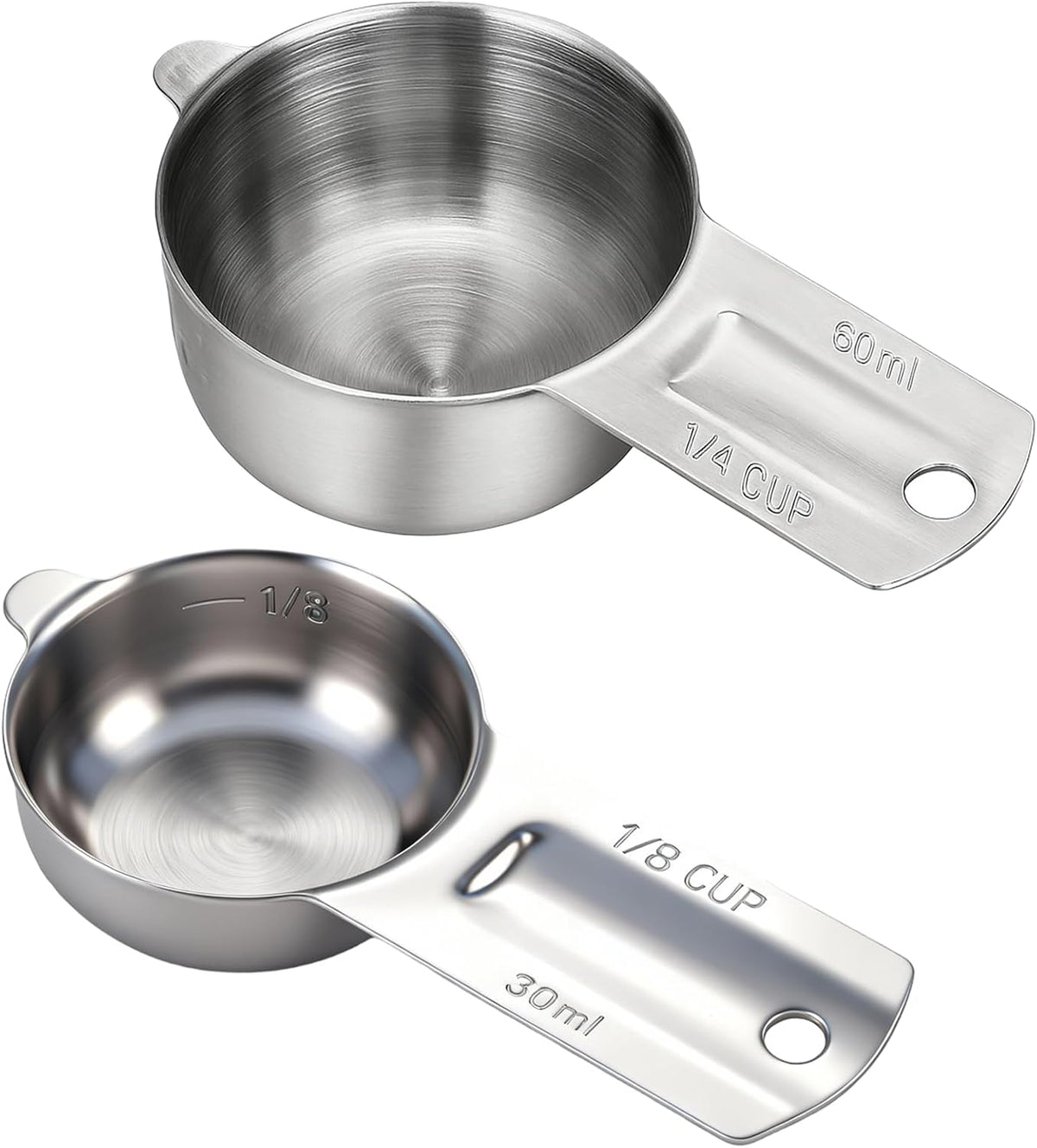 2 cucharas medidoras de 1/4 y 1/8 taza acero inoxidable para café, harina, alimento para perros