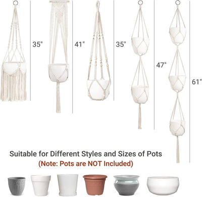 5 Ganchos Macramé para Macetas Colgantes Interiores