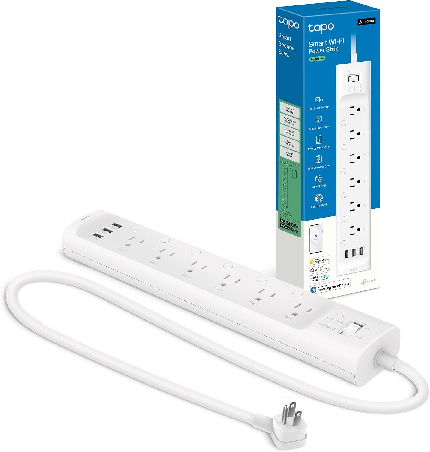 Regleta alimentación Wi-Fi 6 tomas 3 USB con Alexa