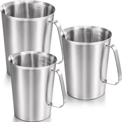 3 Tazas Medidoras Acero Inox 2/4/8 Tazas 16/32/64oz
