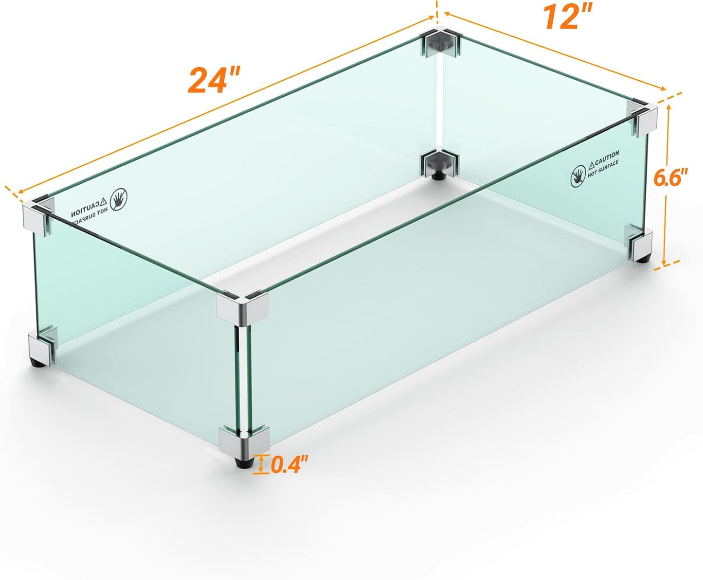 Protector viento vidrio fogata 24x12" exterior