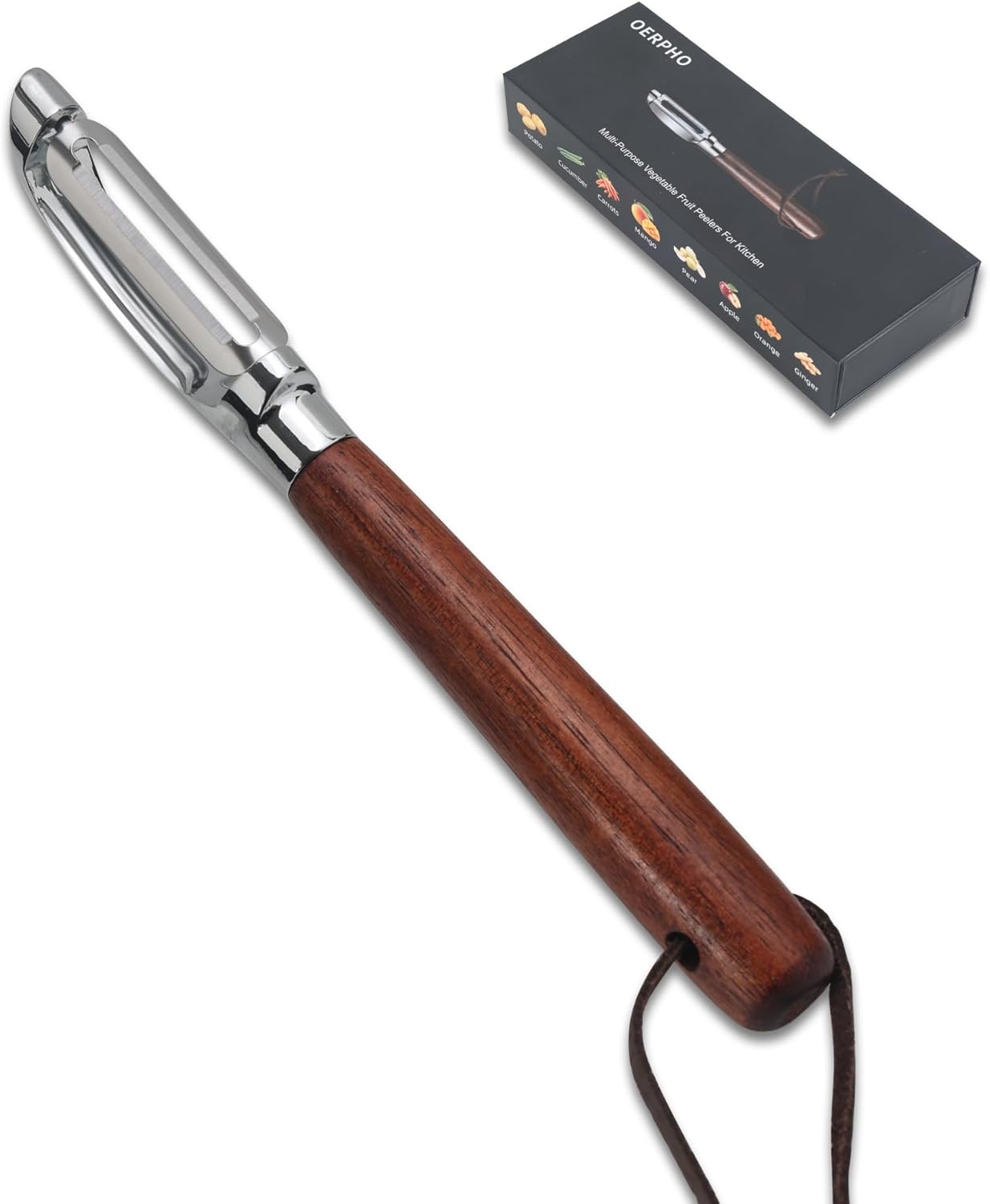 Pelador patatas acero inox mango madera hoja afilada