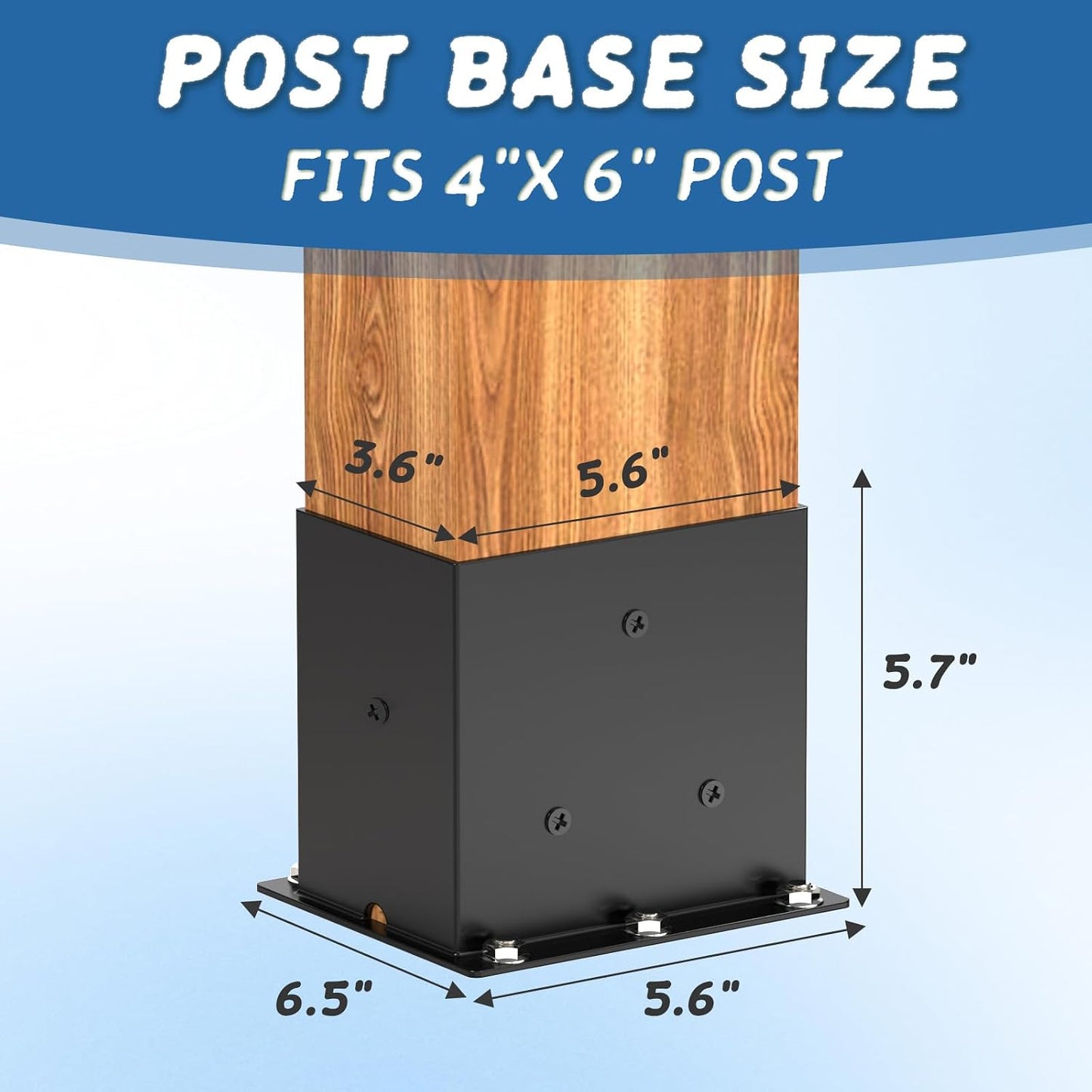 Base poste 4x6 4 Pzas soporte acero polvo resistente