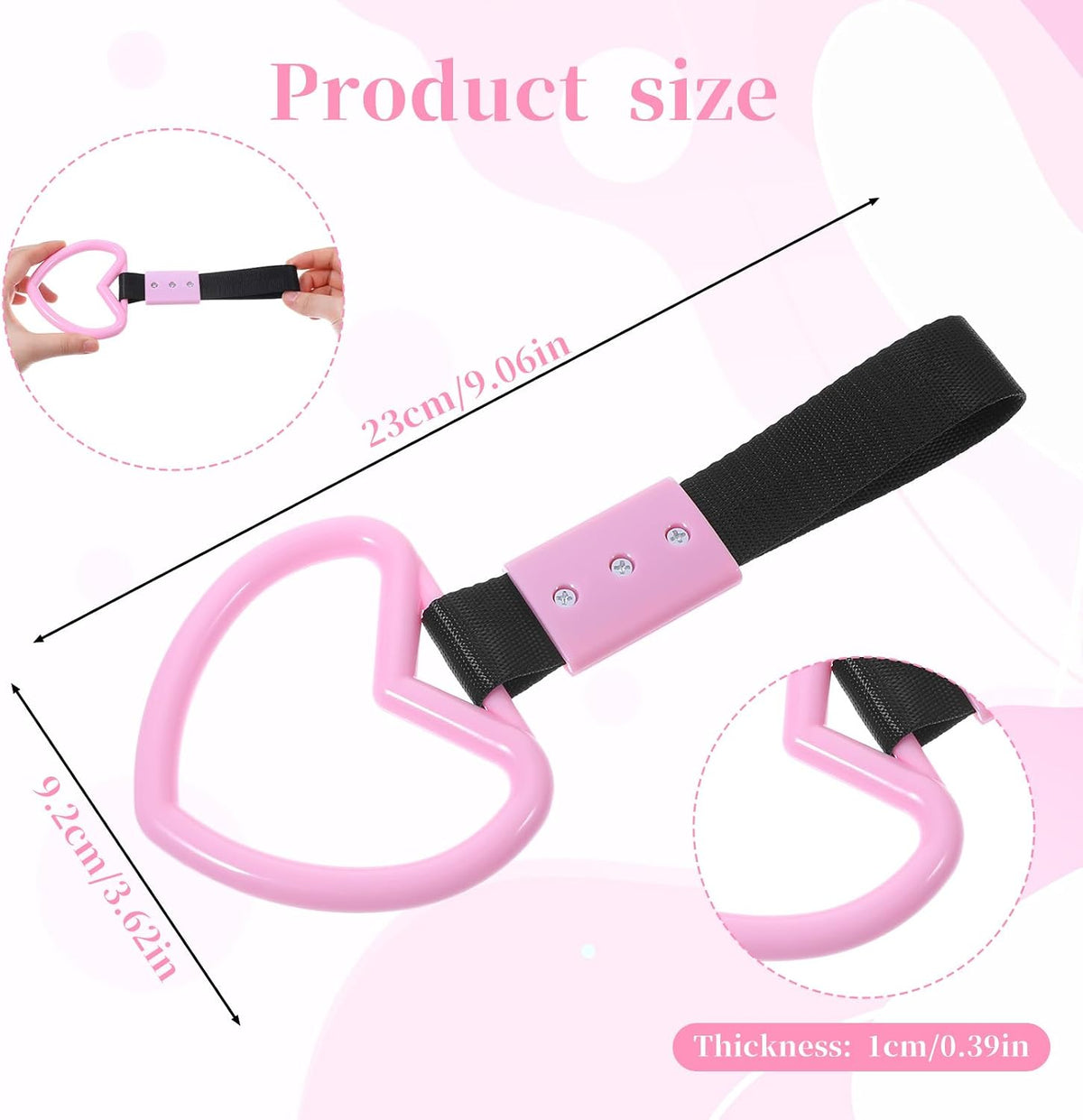 2 Pzas Correas Manija Auto Forma Corazón Rosa
