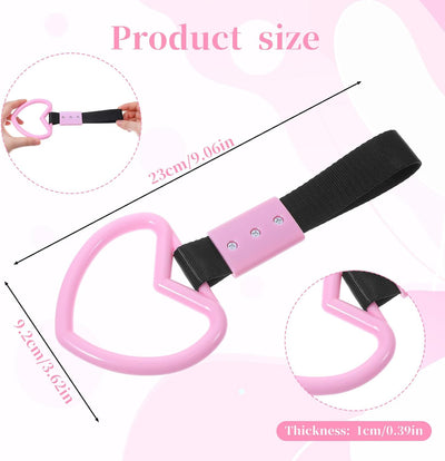 2 Pzas Correas Manija Auto Forma Corazón Rosa