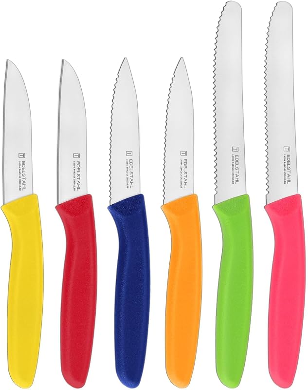 Set 6 Cuchillos Pelar Cocina Afilados Mango Plástico PP Multicolor