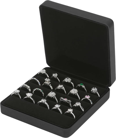 Caja organizadora anillos joyas mujer negro PU velcro