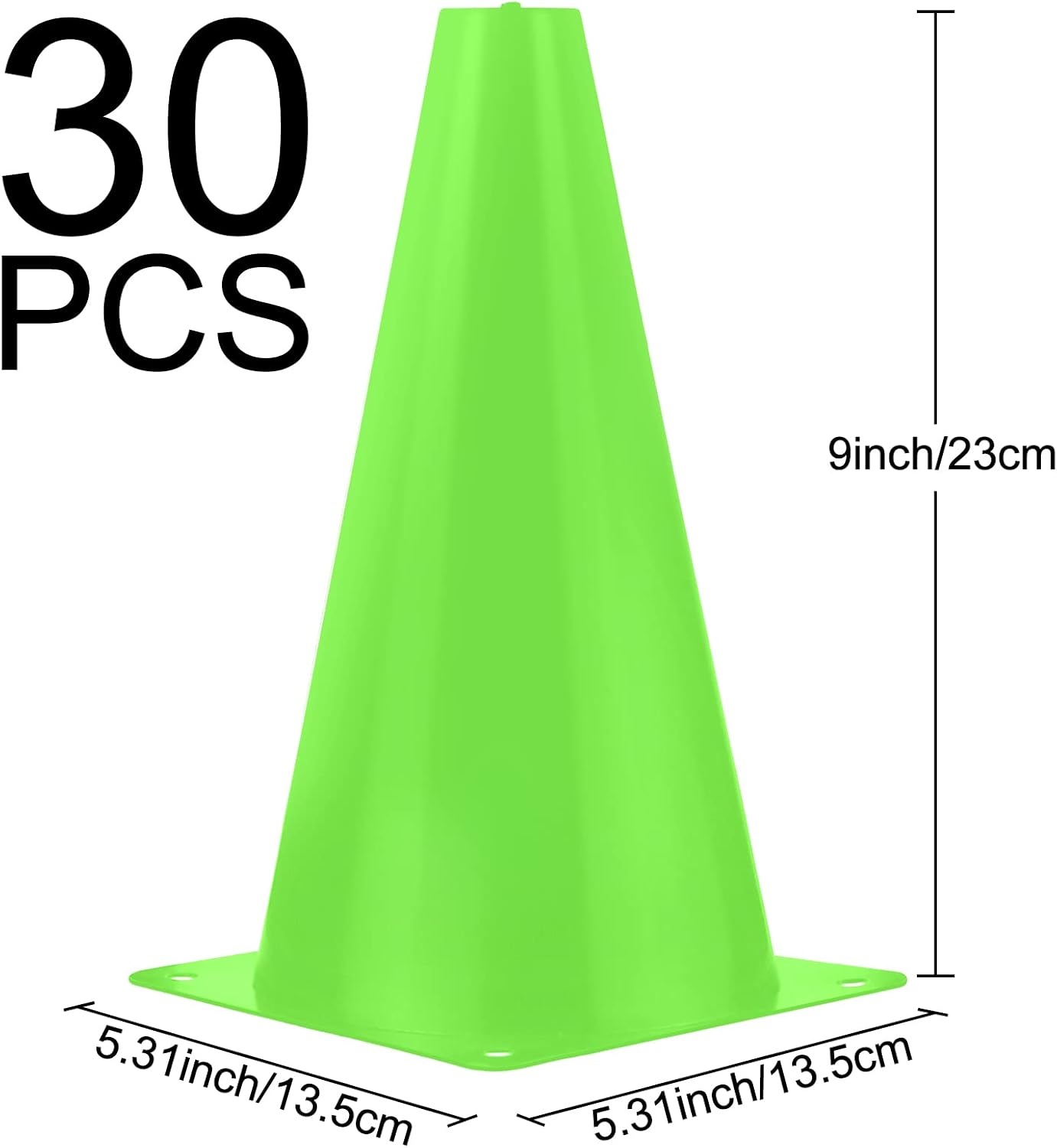 30 Conos Plástico 9" Entrenamiento Agilidad Deportiva