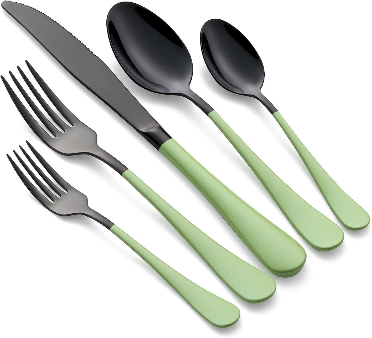 Set 20 Pzas Cubiertos Acero Inox Mango Verde