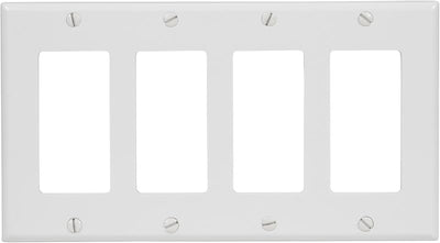 Placa GFCI pared 4 ventanas termoestable color blanco