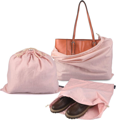 Bolsas almacenamiento antipolvo franela algodón 3 pzas rosado