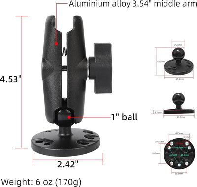 Brazo doble enchufe bola 1" aluminio base taladro