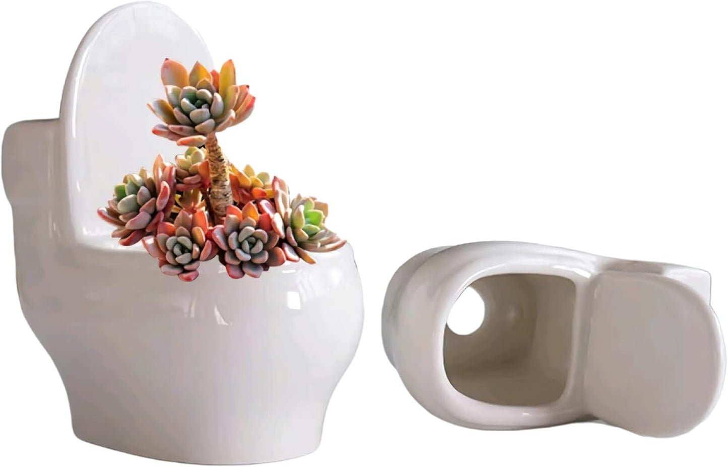 Maceta cerámica forma animal decoración hogar blanco