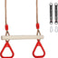 Barra trapecio madera anillos plástico cuerda ajustable