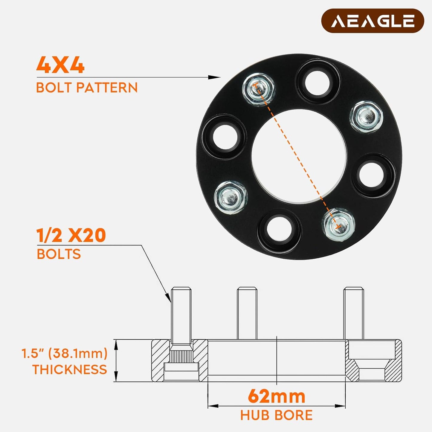 Adaptadores rueda 4x4 y 4x101.6 para carrito golf EZ GO
